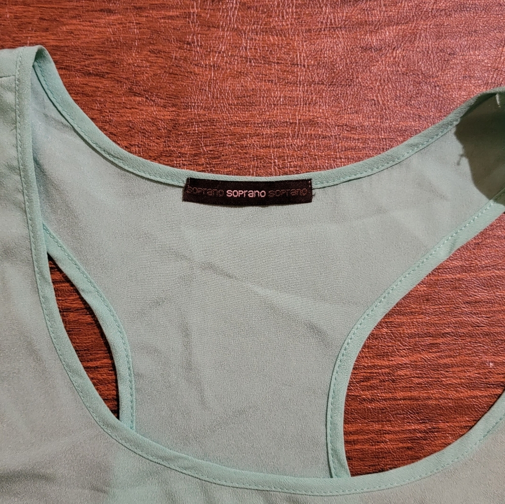 Soprano Mint Racerback Hi-Lo Tank Top M - Picture 3 of 4